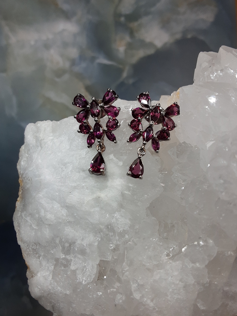 925 Rhodolite Butterfly Earrings.